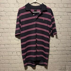 Dunning Golf Performance Polo Size Large Navy Blue and Pink